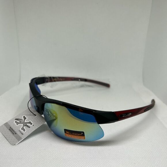 X-Loop Wrap Mirrored Semi Rimless Mens Sunglasses - Picture 1 of 3